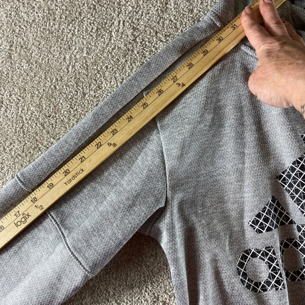 Adidas Hoodie Men Small Gray Graphic Logo Sweater Sport Pullover Long‎ Sleeve